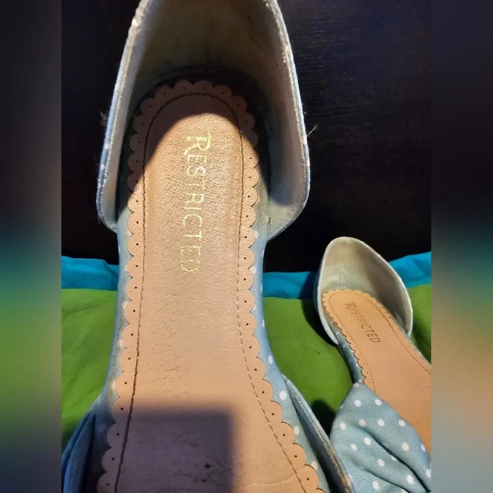 Restricted mint green polka dot bow D'orsay‎ pointed toe flats 9
